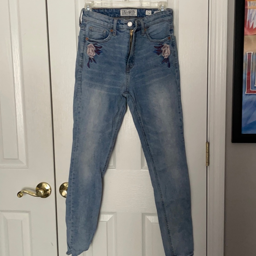 Lucky brand; floral Embroidered pockets